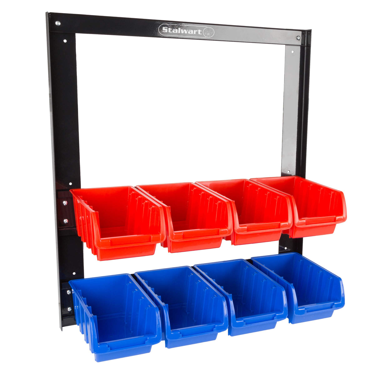 8 Bin Storage Rack Organizer- Wall Mountable Garage Shelving wit