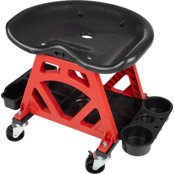 Creepers Automotive Stool Chair, Red and Black