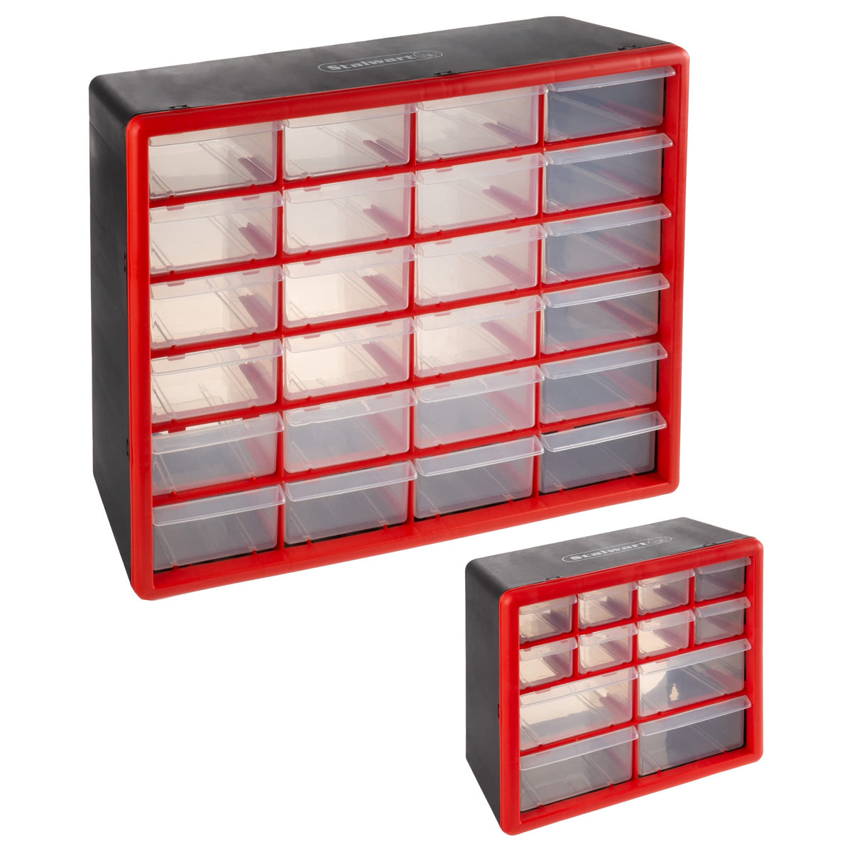 Storage Bins with Drawers, Red, Set of 2, 2-Pack
