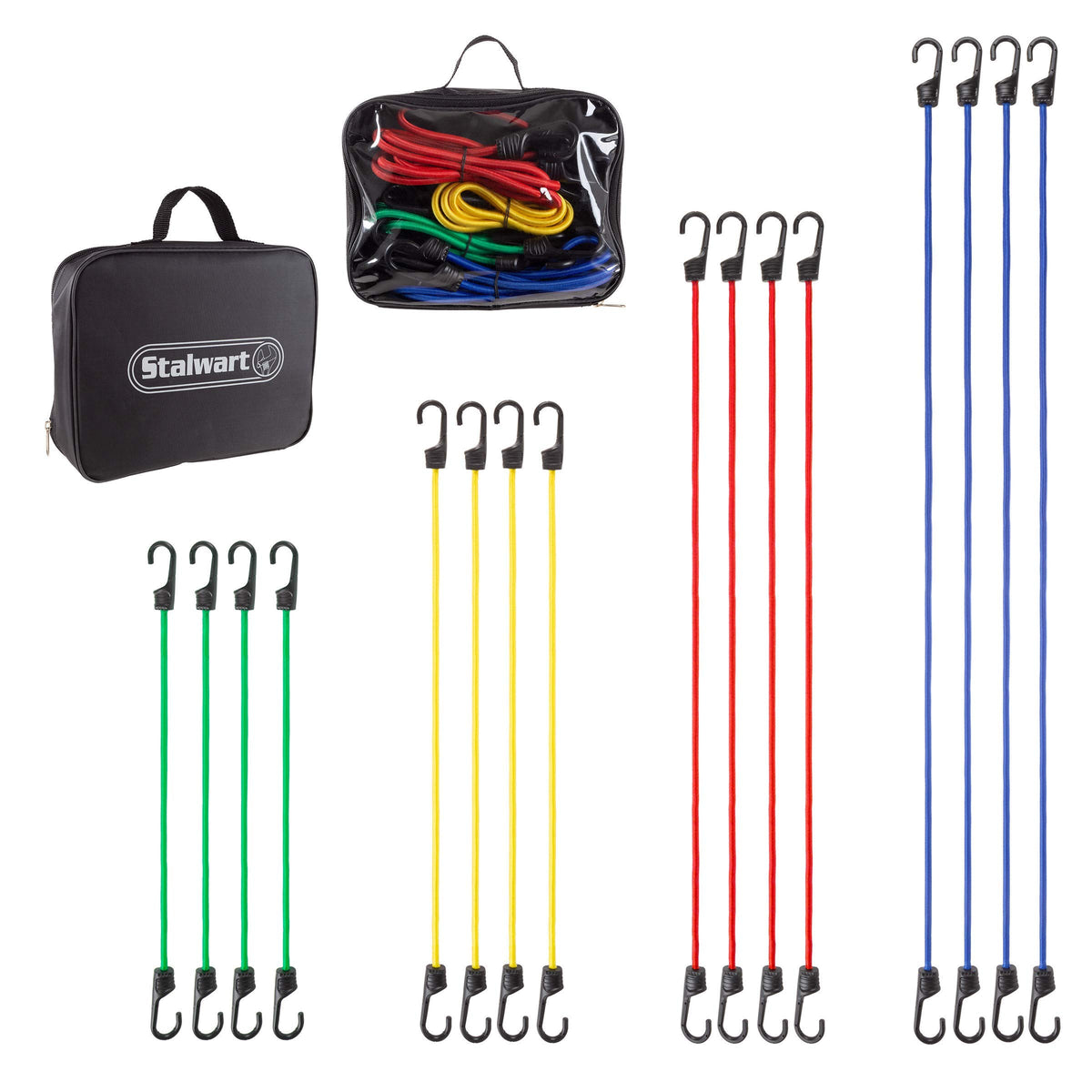 16 Piece Bungee Cord Set- Assortment of 4 Sizes- 18”