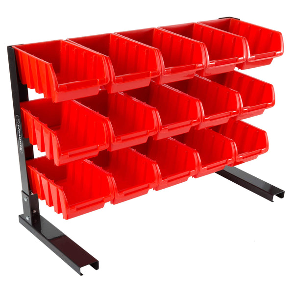 15 Bin Storage Rack Organizer- Durable Carbon Steel with Stackab